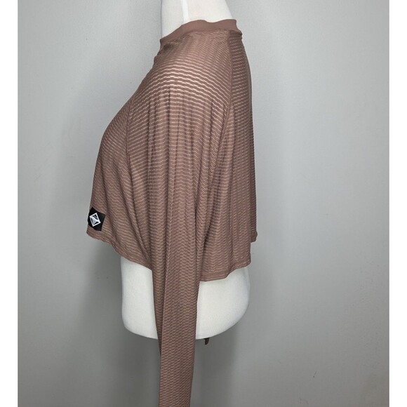 Lakes And Grapes Womens Mesh Stretchy Cropped Long Sleeve Shirt Sz L EUC - Picture 2 of 7